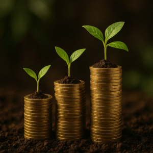 investimento e arvores crescendo